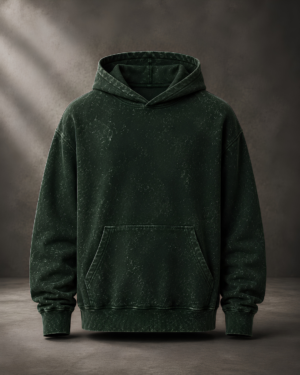 Acid Washed Bottle Green Unisex Hoodie