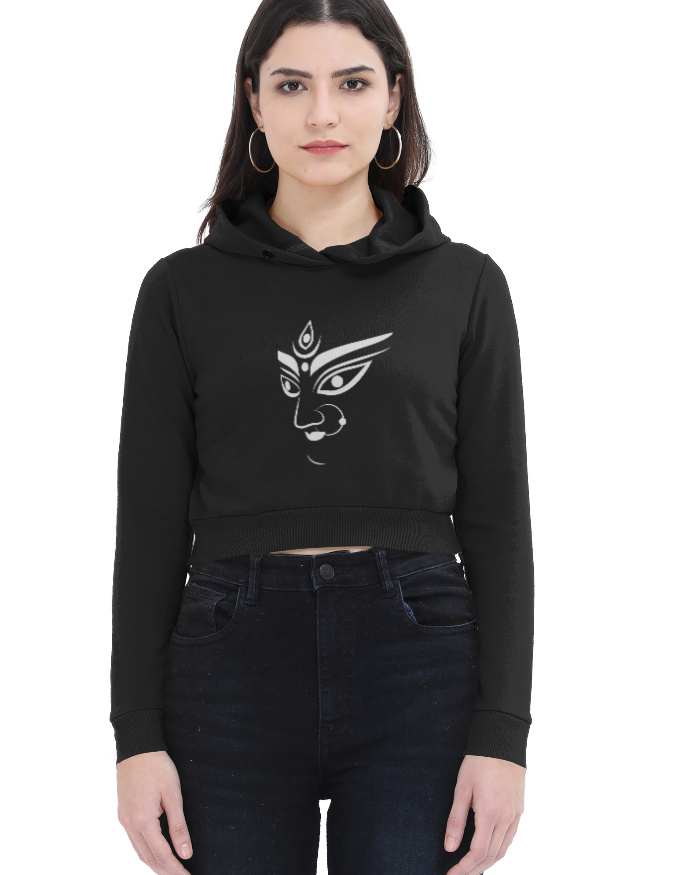 Shakti Face Reflective Female Cropped Hoodie